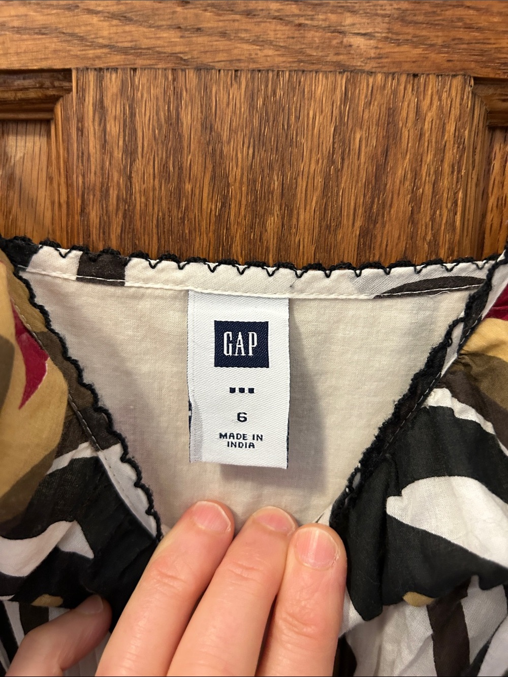 GAP Spaghetti-Strap Mini Dress in Black, Cream, Red & Gold image 3